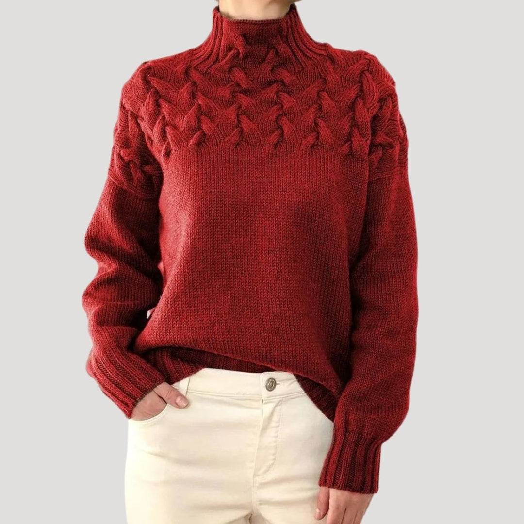 Sophie | Pull en tricot à col roulé et motif en relief pour femmes