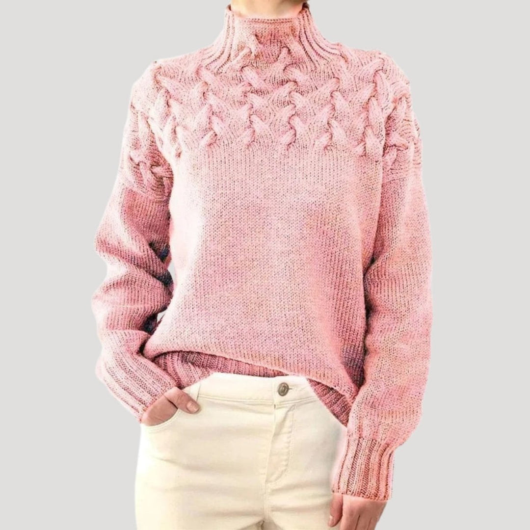 Sophie | Pull en tricot à col roulé et motif en relief pour femmes