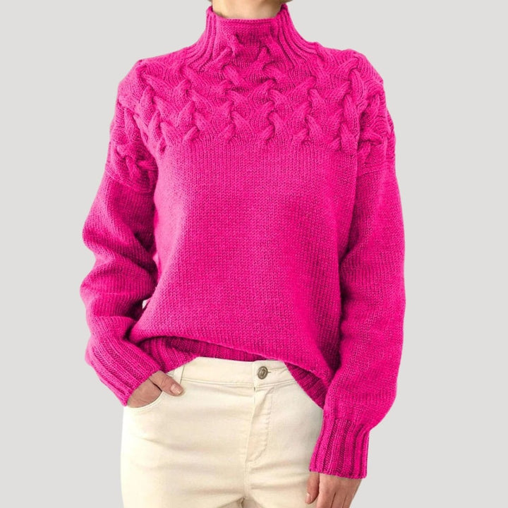 Sophie | Pull en tricot à col roulé et motif en relief pour femmes