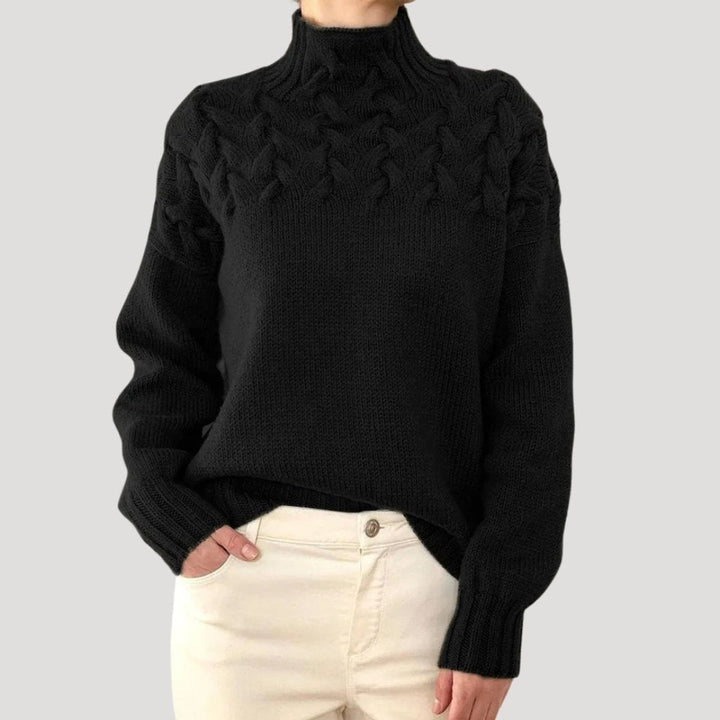 Sophie | Pull en tricot à col roulé et motif en relief pour femmes
