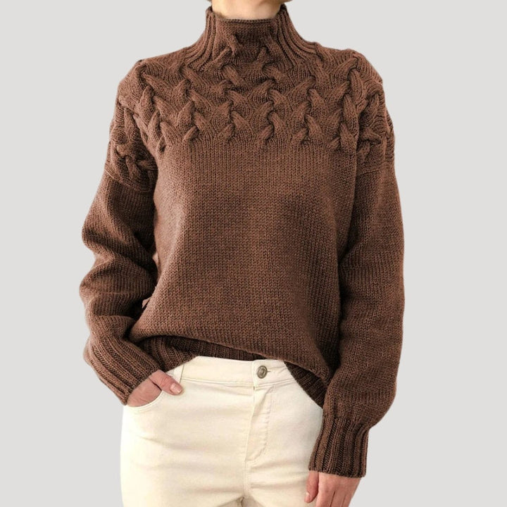 Sophie | Pull en tricot à col roulé et motif en relief pour femmes