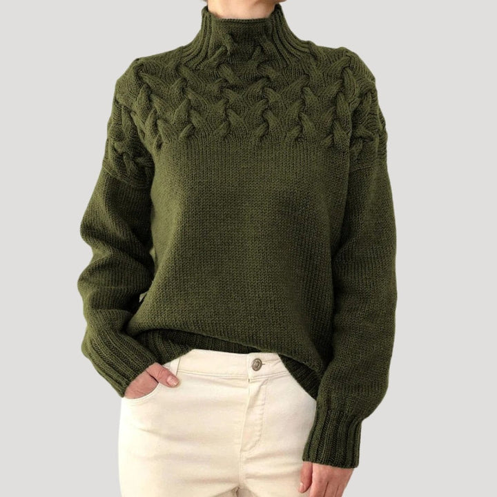 Sophie | Pull en tricot à col roulé et motif en relief pour femmes