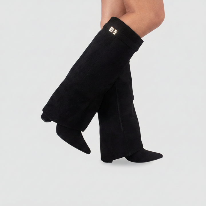 Bottes pour femmes à bout pointu et mollet ajusté