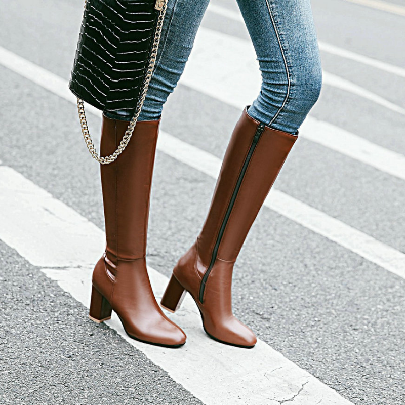 Bottes pour femmes | Bottes classiques hautes avec talon bloc