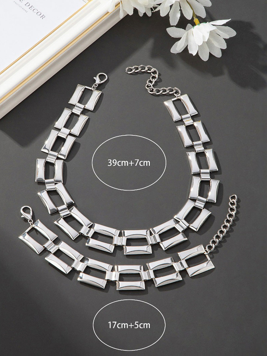 Parure bracelet et collier à chaîne