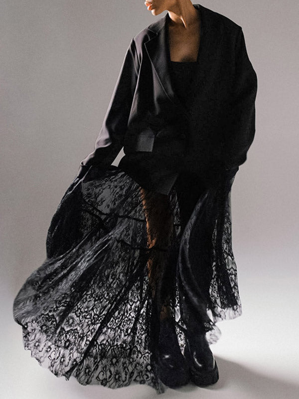 Jupe plissée transparente coupe trapèze, taille haute, en gaze, à empiècements