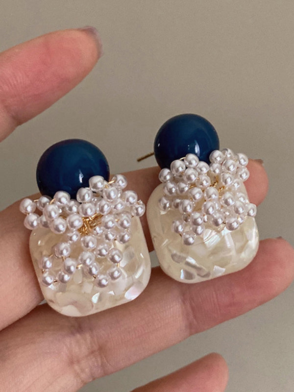 Accessoires de boucles d'oreilles géométriques en perles d'imitation