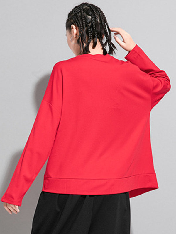 T-shirt asymétrique ample à empiècements, à fermeture éclair, couleur unie