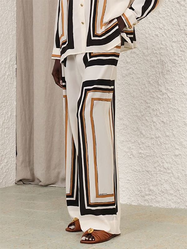 Pantalon ample rayé décontracté à jambes larges, à carreaux, à taille nouée