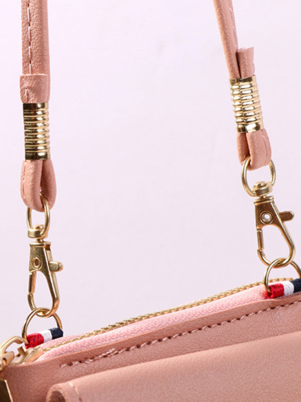 Sac à bandoulière simple en PU de couleur unie
