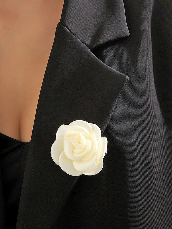 Broche à fleurs en 3D, couleur unie
