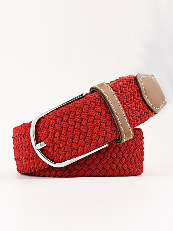 Ceinture tissée de couleurs contrastées simples, 20 couleurs