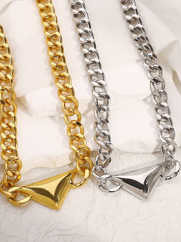 Collier géométrique à chaîne, couleur unie