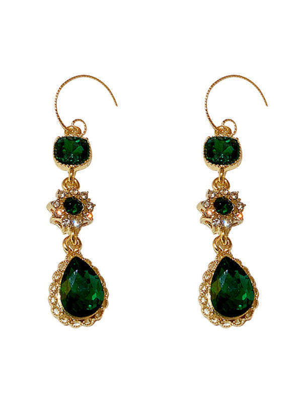 Accessoires de boucles d'oreilles goutte d'eau en strass vert urbain