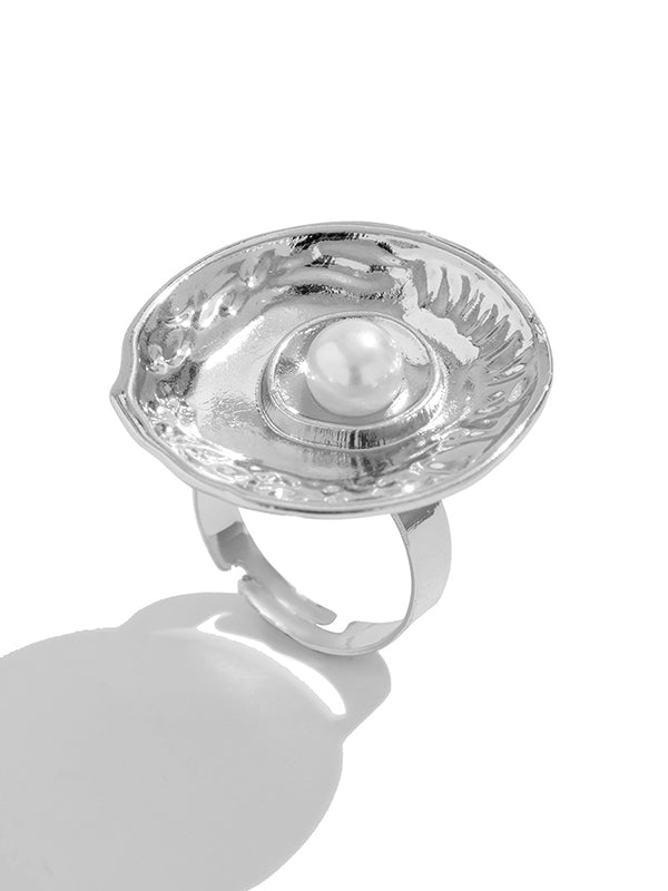 Bague géométrique plissée brillante