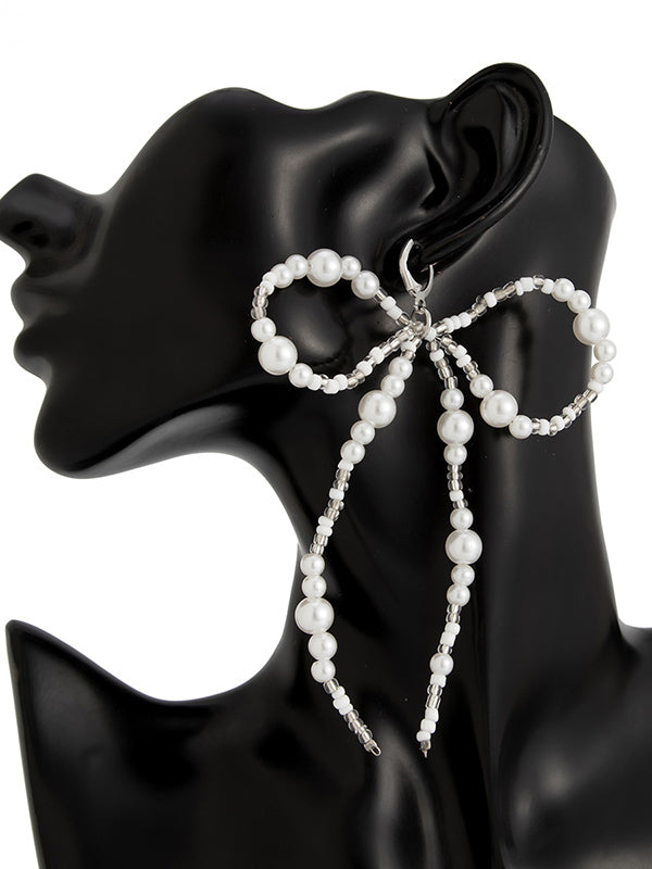 Parure boucles d'oreilles pendantes et collier à nœud