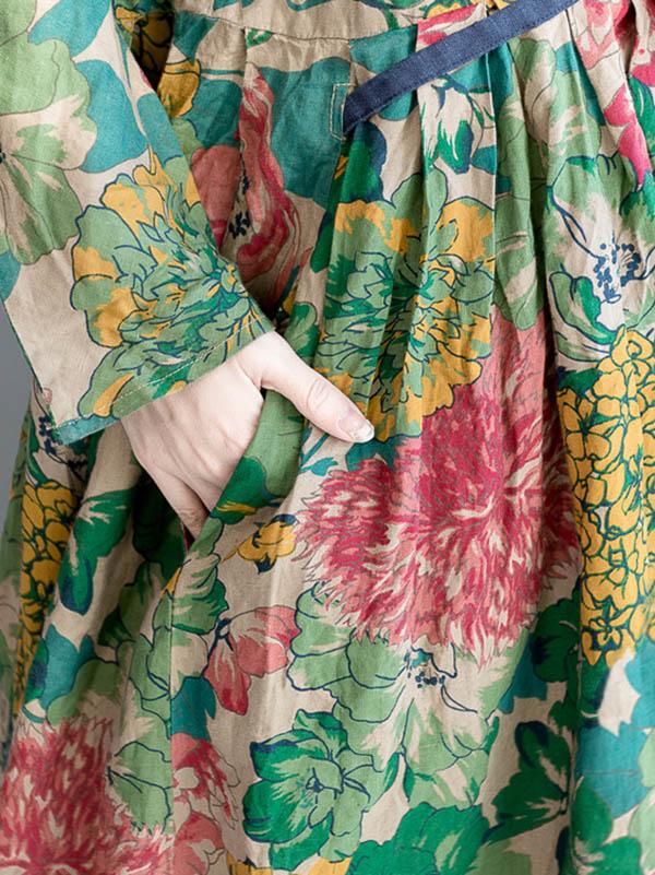 Robe longue style ethnique, à imprimé floral