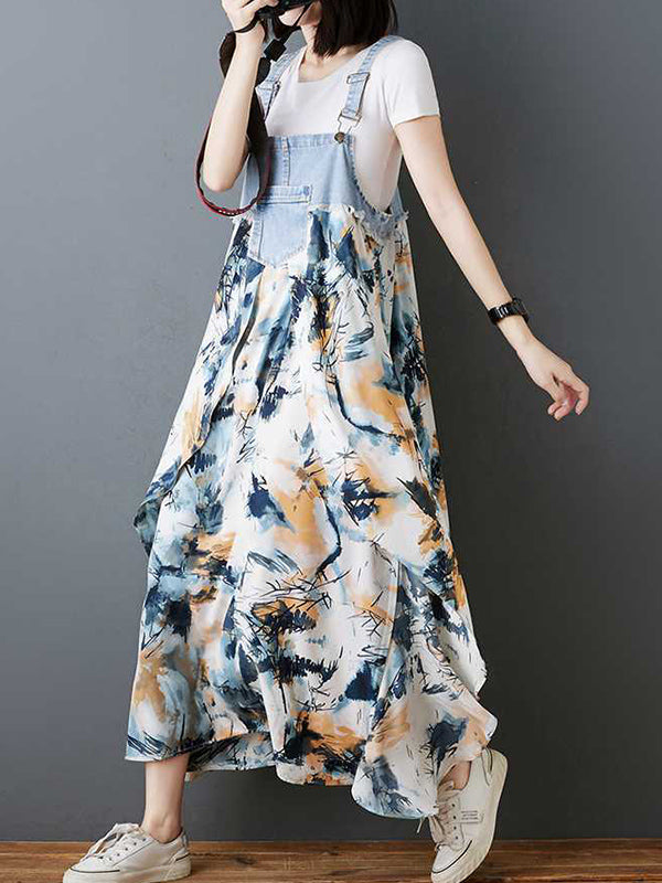 Robe longue ample à imprimé floral, grande taille, poches fendues, col Spaghetti, robe à bretelles