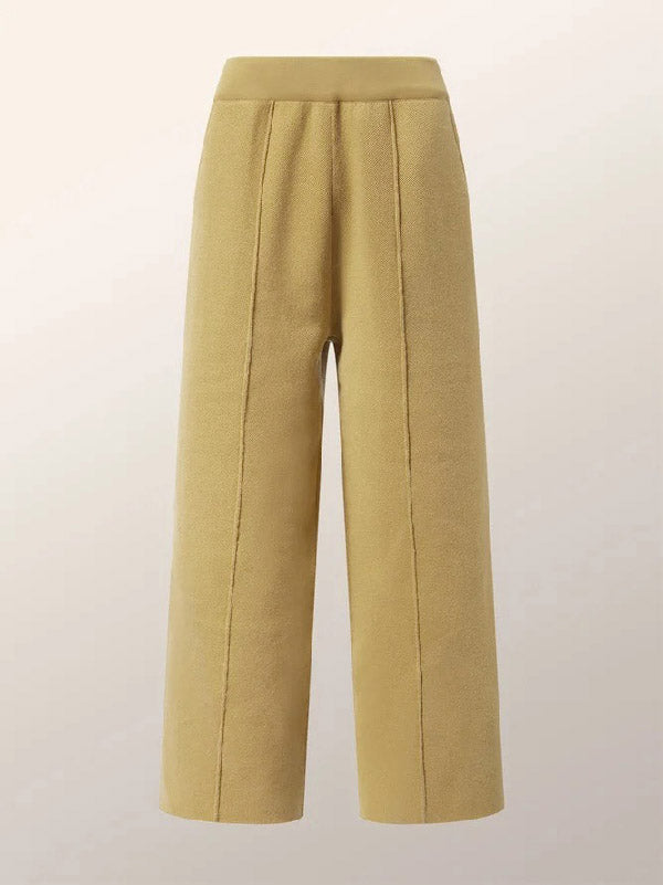 Pantalon à jambes larges, couleur unie