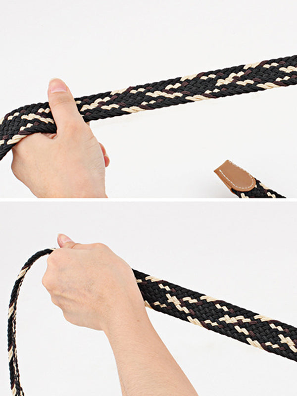 Ceinture tissée de couleurs contrastées simples, 20 couleurs