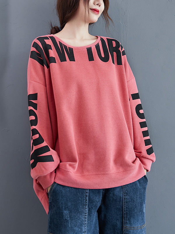 Sweat-shirt élégant à col rond et lettres imprimées