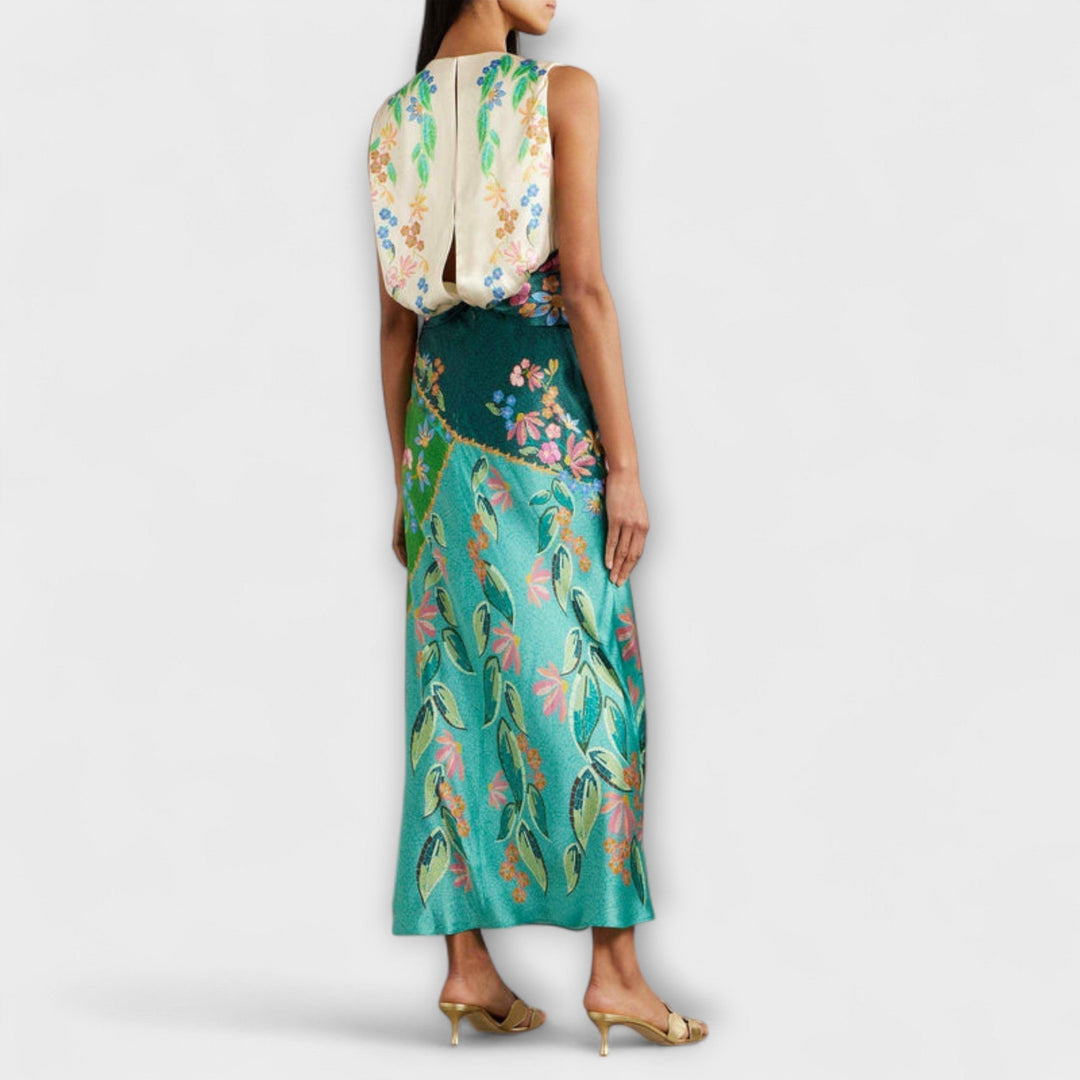 Aisling - Robe maxi élégante avec motif floral enroulé