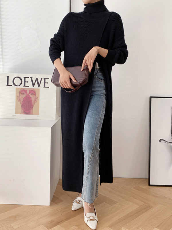 Robe ample fendue devant couleur unie