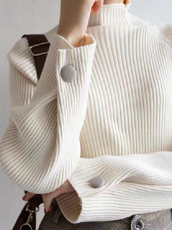 Pull simple ample à col haut, couleur unie