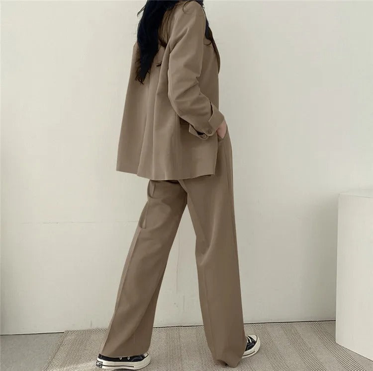 Costume Pantalon Femme Coupe Loose Blazer Baggy