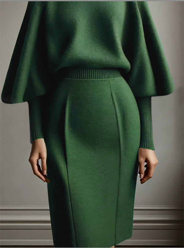 Jupe moulante taille haute, couleur unie