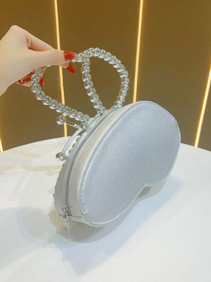 Irrégularité strass ornées d'un nœud Sacs de soirée à fermeture éclair brillants Pochettes Mini-sacs