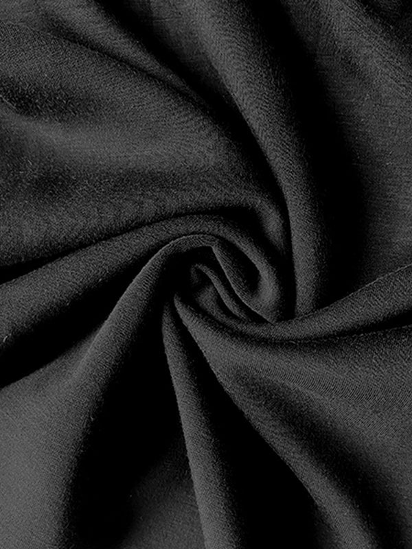Robe mi-longue plissée à empiècements, à manches évasées, à manches mi-longues, à col rond