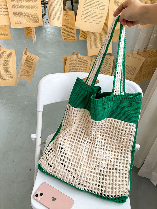 Accessoires de sacs creux de couleur contrastée de plage