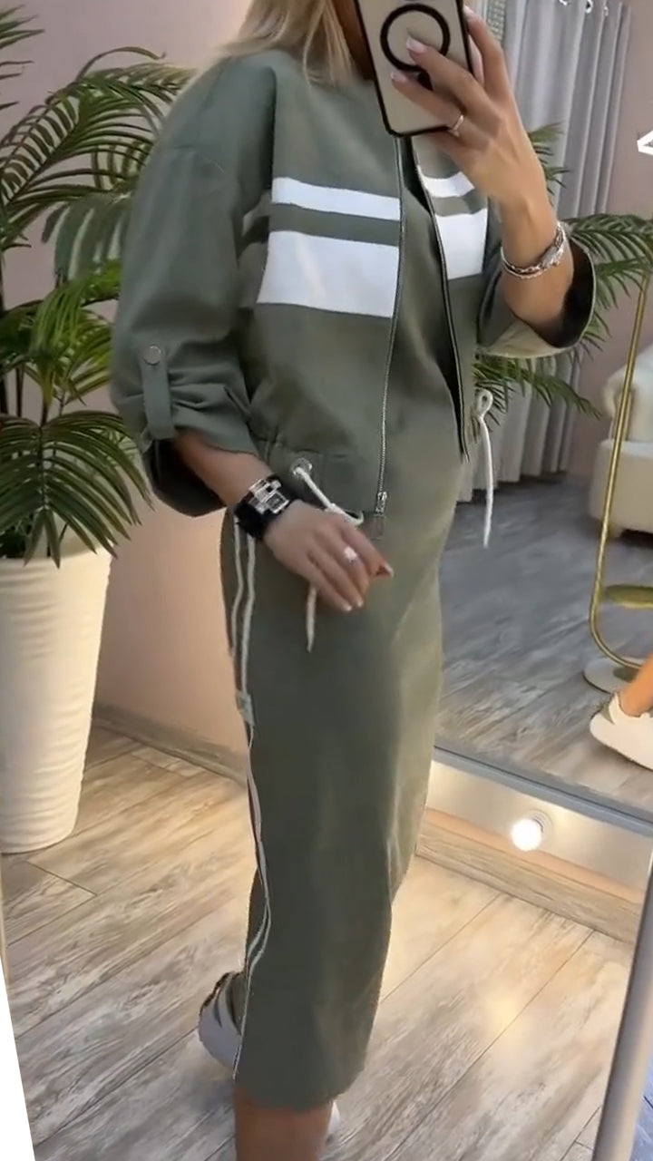 Feyra™ - Ensemble décontracté et élégant avec robe à col rond et veste pour femmes