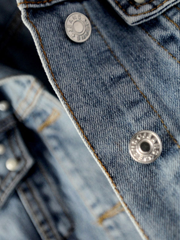 Veste à manches longues, à empiècements, à col revers, en jean