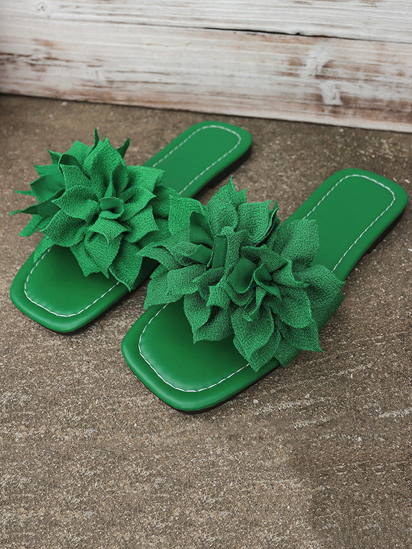 Mules en forme de fleur, à bout ouvert, à empiècements