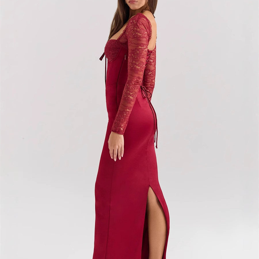 Valeria - Robe maxi avec manches en dentelle