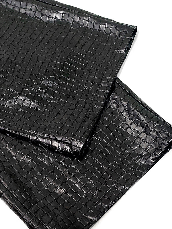 Pantalon ample à boucle en cuir texture crocodile, jambe large
