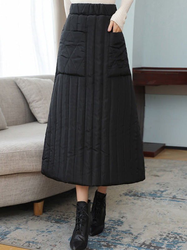 Bas ample matelassé vintage, à taille élastique, taille haute, coupe trapèze