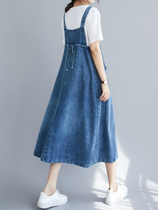 Robe bustier originale en denim uni