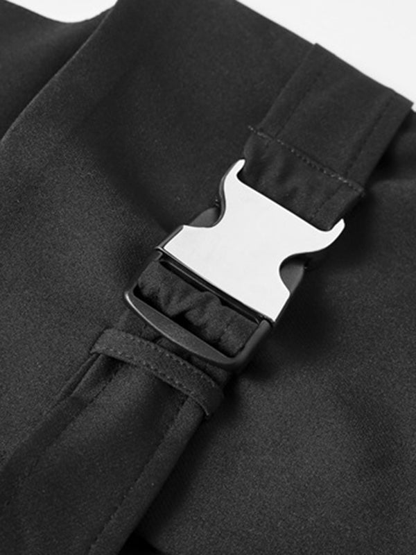 Gilet noir avec boucle de ceinture élégante