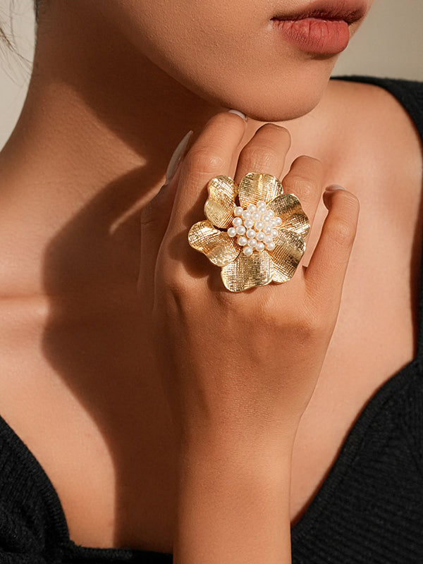 Bague géométrique en forme de fleur