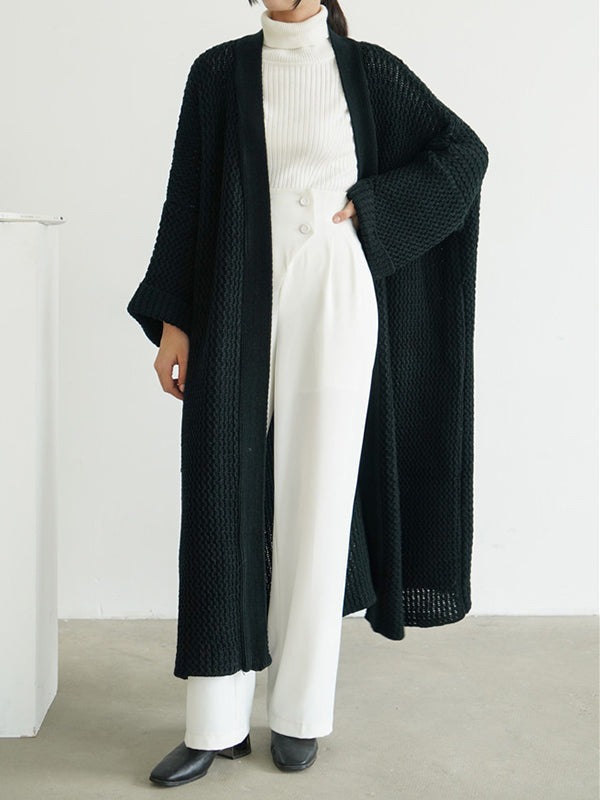 Cardigan en tricot à fil épais, ample, surdimensionné, couleur unie, urbain, manteaux
