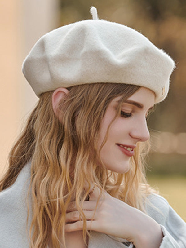 Béret rétro artistique, couleur unie
