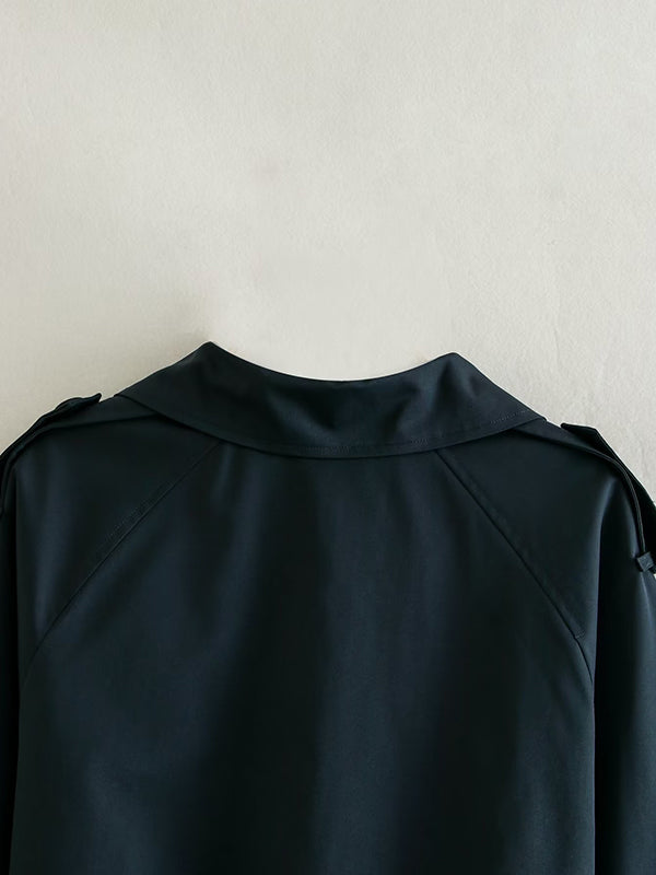 Veste ample à manches longues, à empiècements, à col revers