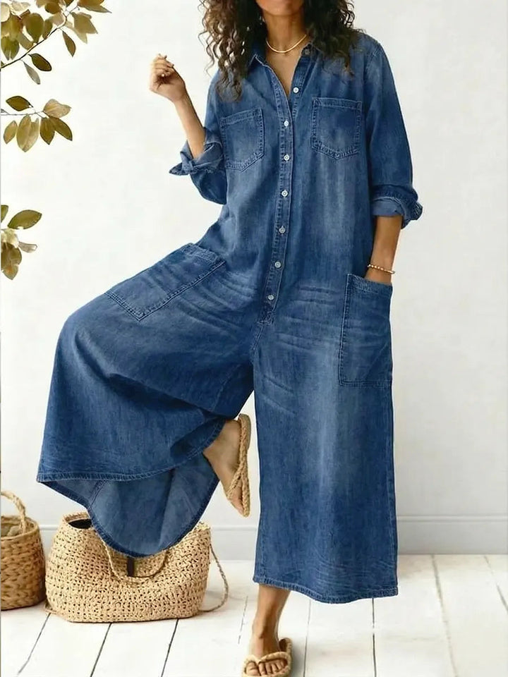 Denise | Combinaison en denim à manches longues