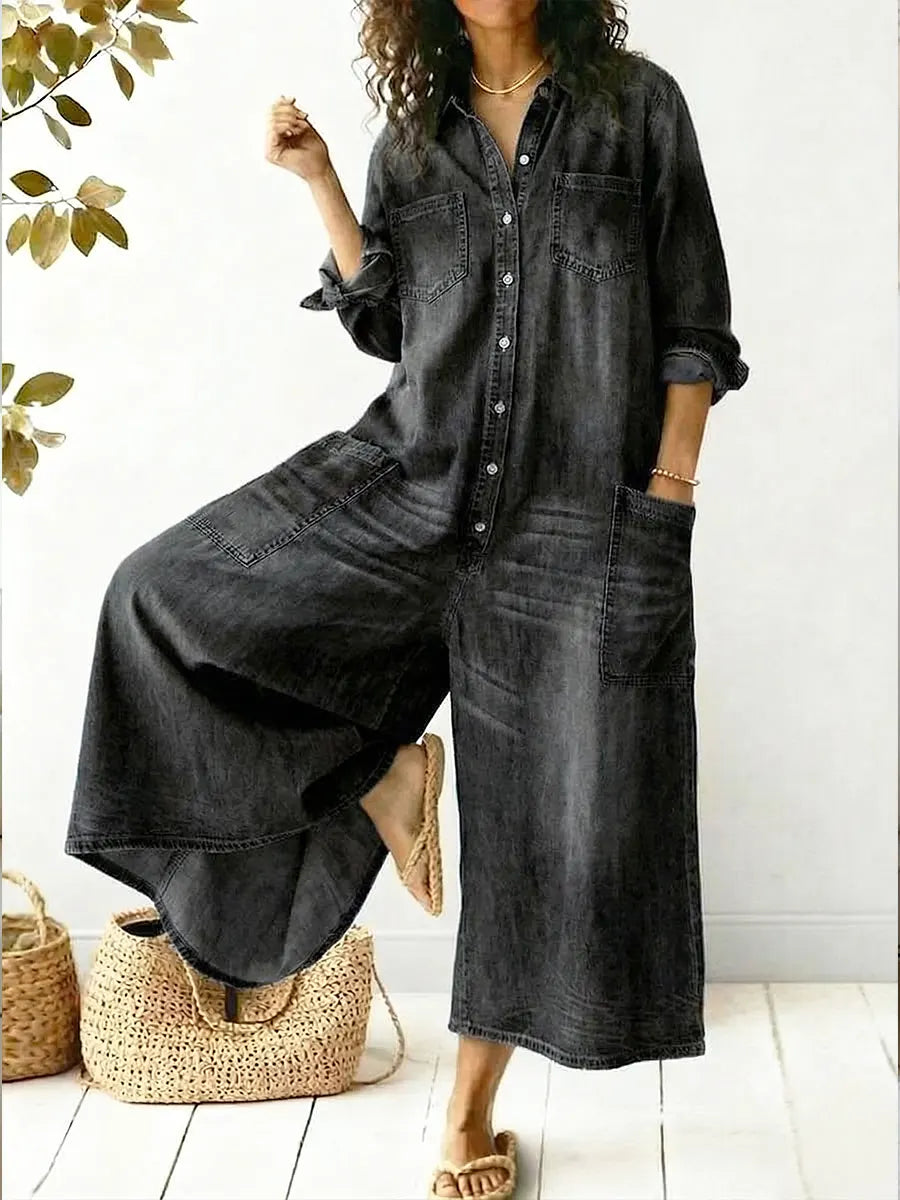 Denise | Combinaison en denim à manches longues