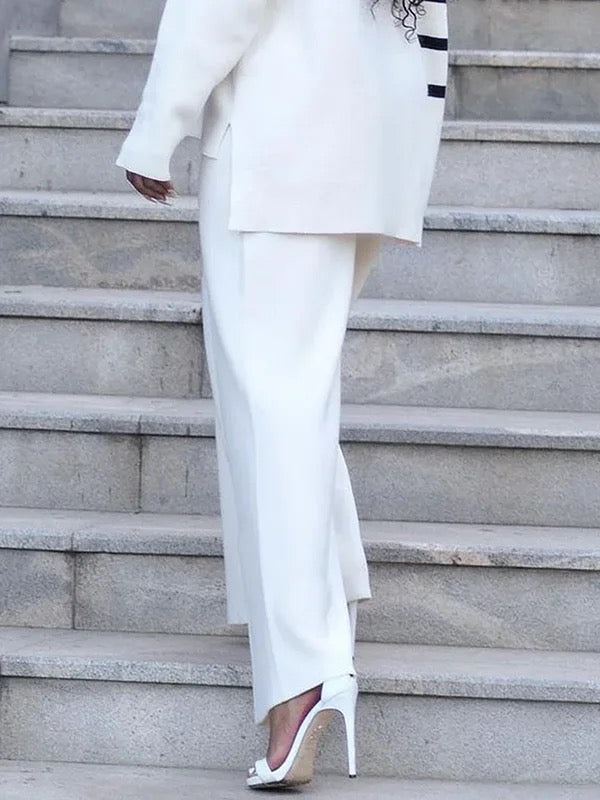 Pantalon à jambes larges, couleur unie