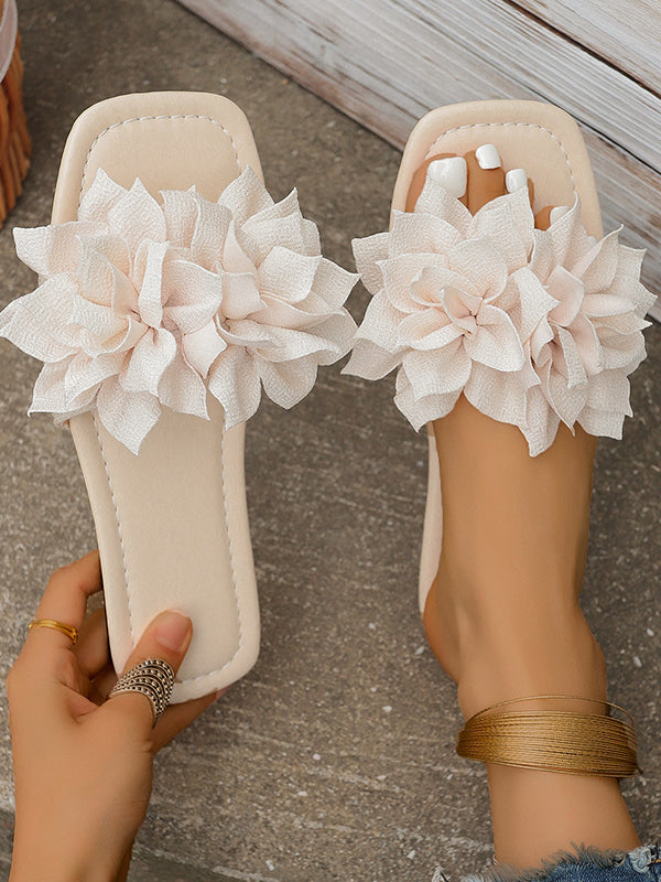 Mules en forme de fleur, à bout ouvert, à empiècements