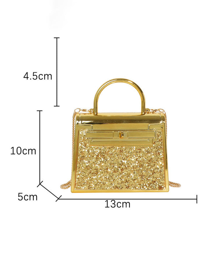 Sac à main bandoulière brillant géométrique à chaîne
